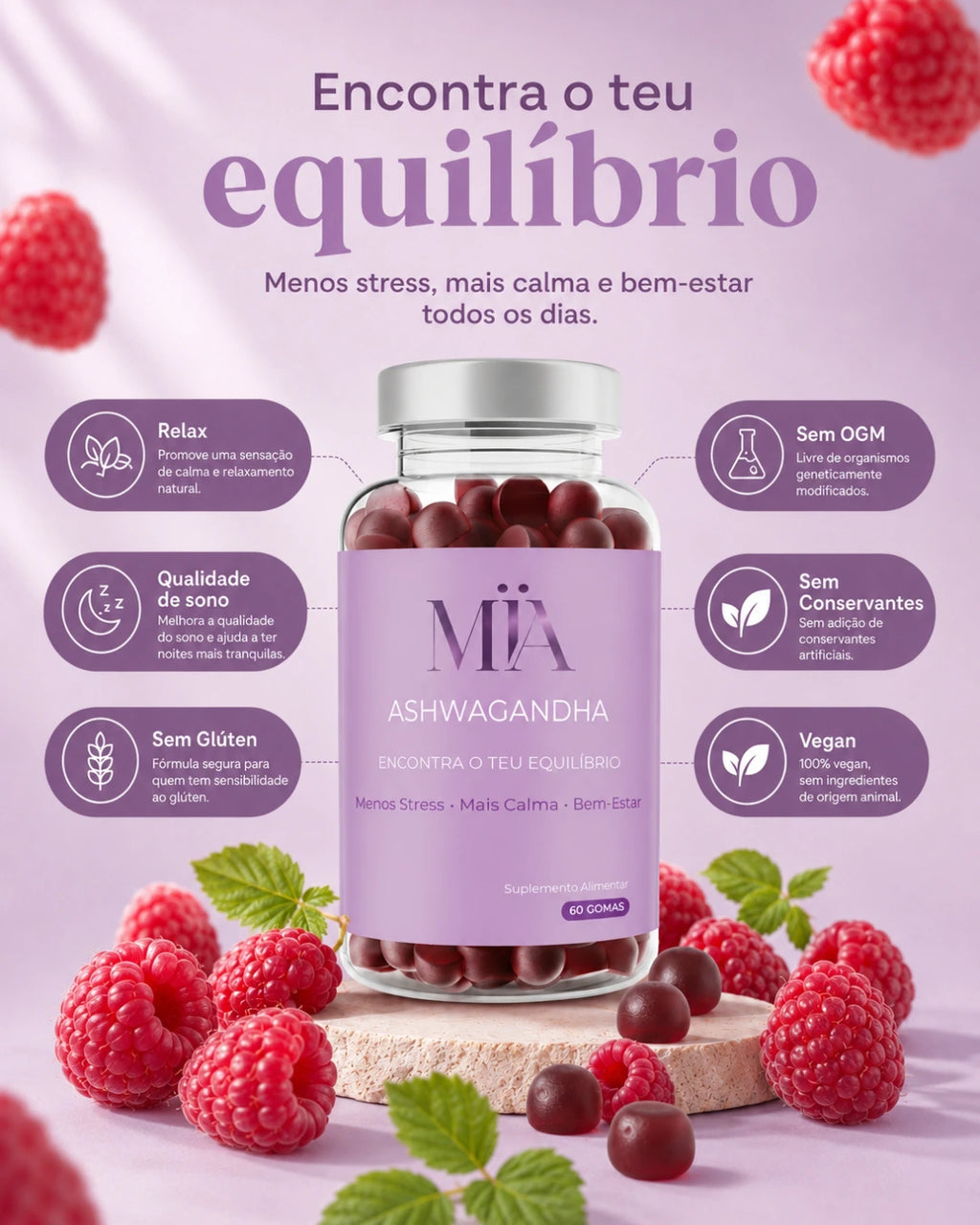 Gomas Ashwagandha Vegan encontra o teu equilíbrio