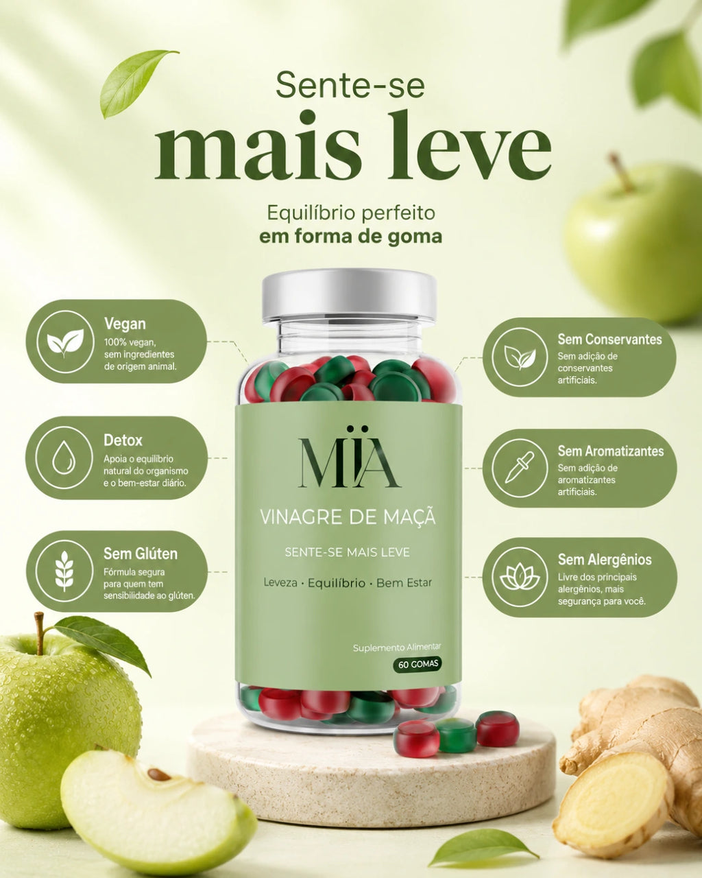 Gomas de Vinagre de Maçã & Gengibre | Detox Mais Vendido
