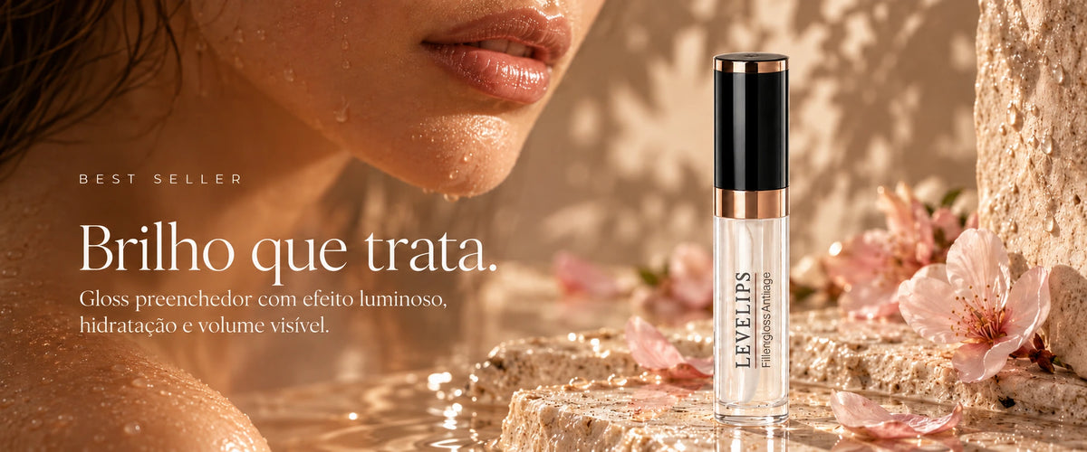 Gloss preenchedor LeveLips — brilho que trata, com hidratação e volume visível